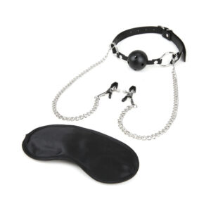 Lux Fetish Breathable Ball Gag with Adjustable Pressure Nipple Clamps — Power Play Studio