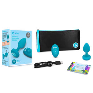 b-Vibe Vibrating Jewel Rechargeable Remote-Controlled Anal Plug with Gem Base - Aquamarine S/M — Power Play Studio
