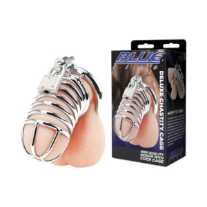 Blue Line Deluxe Chastity Cage Silver — Power Play Studio
