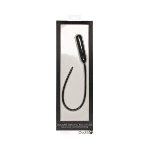 Ouch! Urethral Sounding Extra Long Silicone Vibrating Bullet Plug Black — CBT - Cock & Ball Torment at Power Play Studio