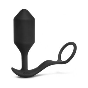 b-Vibe Vibrating Snug & Tug Rechargeable Weighted Silicone Anal Plug with Cockring XL - Black — Power Play Studio