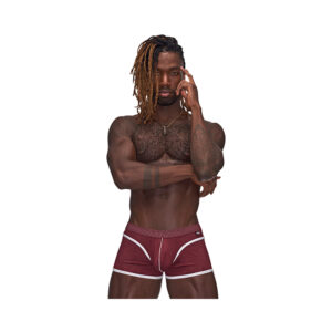 Male Power Sport Mesh Sport Mini Short Burgundy — Power Play Studio