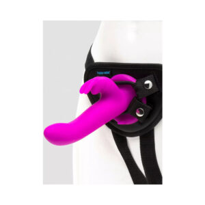 Happy Rabbit Rechargeable Silicone Vibrating Strap-On Harness Set Purple — Power Play Studio