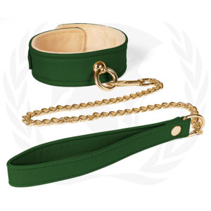 Spartacus Plush Lined PU Collar Chain Leash — Power Play Studio