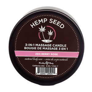Earthly Body Suntouched Hemp Candle - 6 oz Round Tin Zen Berry Rose — Power Play Studio