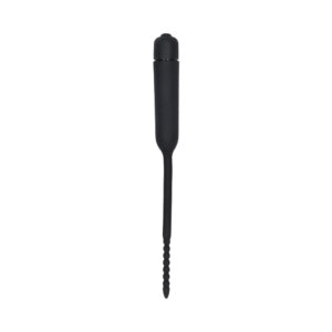 Ouch! Urethral Sounding Silicone Vibrating Bullet Plug With Beaded Tip Black 5.5 mm - 7 mm — Power Play Studio