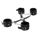Male Power Leather All 4''s Fuzzy Cuff Set Black — Power Play Studio - Power Play Studio, LLC