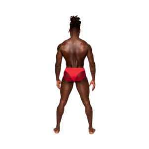 Male Power Sassy Lace Bikini Solid Pouch Red - view 2