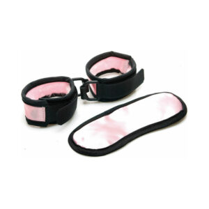 Sex Kitten Mask & Cuff Set Pink/Black — Power Play Studio