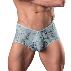 Male Power Marble Mesh Micro Mini Short Silver Blue — Power Play Studio