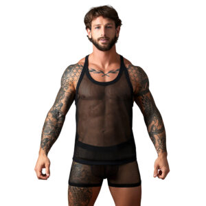 Male Power Fishnet 2.0 Tank Top Black — Power Play Studio