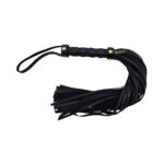 Rouge Leather Flogger Black with Gold Accessories — Power Play Studio