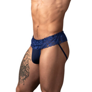Male Power Sassy Lace Skirt Jock Navy - view 2