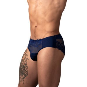 Male Power Sassy Lace Bikini Sold Pouch Navy - view 2