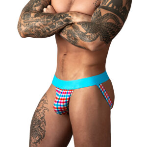 Male Power So Cumfy Gingham Jock Turquoise - view 2