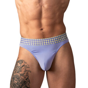 Male Power So Cumfy Gingham Thong Purple - view 2