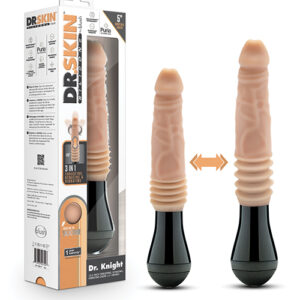 Blush Dr. Skin Silicone Dr. Knight Thrusting Gyrating Vibrating Dildo - Beige — Dual/Rabbit Vibrators — Power Play Studio