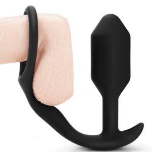 b-Vibe Snug & Tug Weighted Silicone & Penis Ring - 128 g Black — Power Play Studio