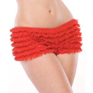 Coquette Ruffle Shorts w/Back Bow Detai Red