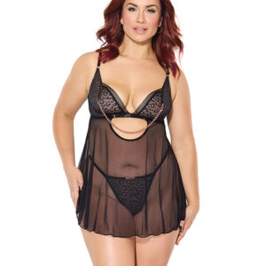 Pleasure Collection Feline Fatale Babydoll & G-String 2 pc Set – Black QN — Babydolls at Power Play Studio