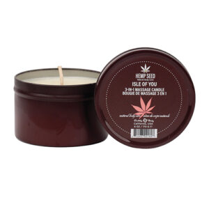 Earthly Body Suntouched Hemp Candle - 6 oz Round Tin Isle of You — Massage Candles — Power Play Studio