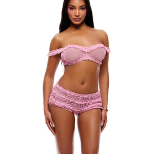 Forplay Soft Girl Era Sheer Mesh & Lace Bralette 2 pc Set - Light Pink