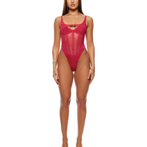 Forplay Layers To This Mesh and Knit Teddy - Pink