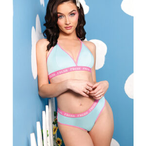 Vibes by Fantasy Lingerie Vibes Fresh Halter Bralette & Booty Short Light Blue