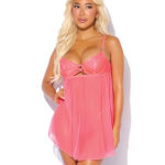 Eden Mesh Chemise Mini Dress w/Keyhole Cutout Details – Coral MD — House of Desire at Power Play Studio