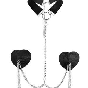 Nipplicious Dominatrix Leather Collar & Pasties w/Chain — Power Play Studio