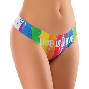 Mememe Pride Love Is Printed Thong - Rainbow