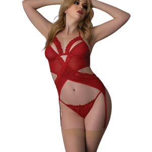 Exposed Rush Merry Widow & Panty Set - Red