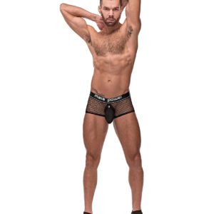 Male Power Cock Pit Fishnet Mini Cock Ring Short Black — Power Play Studio