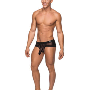 Male Power Hoser Stretch Mesh Micro Mini Short Black — Power Play Studio