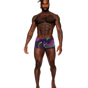 Male Power Galactic Sheer Poly Spandex Mini Short Multi Color — Power Play Studio