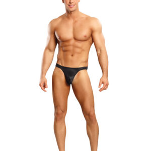 Male Power Satin Bong Thong Black
