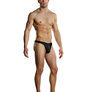 Male Power Zipper Thong Black