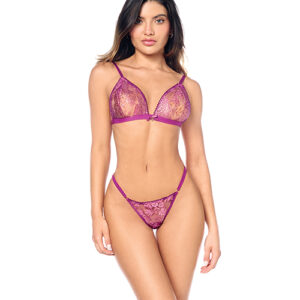 Sheer Lace Triangle Top w/Panty 2 pc Set – Pink