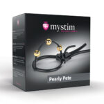 Mystim Pearly Pete Corona Strap w/Gold Balls - Black — Power Play Studio