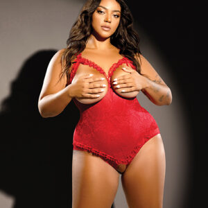 RSVP by Oh la la Cheri Lace Open Cup & Crotchless Teddy Red