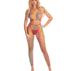 Pink Lipstick Roy G. Biv 2 pc Bodystocking Rainbow — Power Play Studio