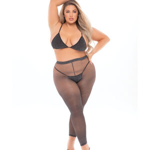 Pink Lipstick Tall Order Bra Top & Leggings Black