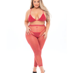Pink Lipstick Tall Order Bra Top & Leggings Red