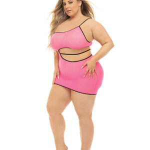 Pink Lipstick All You Need Cut Out Dress Neon Pink — Power Play Studio