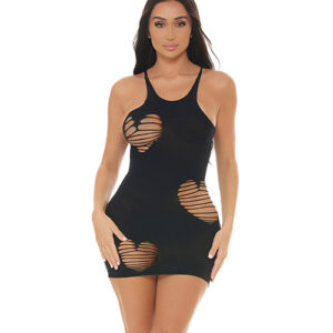 Pink Lipstick Heart Rate Bodystocking Dress - Black — Power Play Studio
