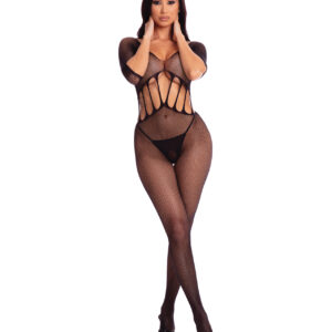 Pink Lipstick Amplify Crotchless Bodystocking Black — Power Play Studio