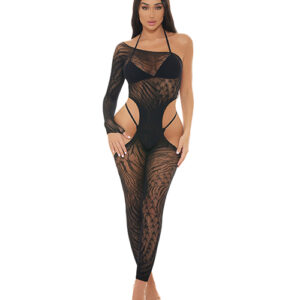Pink Lipstick Star Sign Bodystocking - Black — Power Play Studio