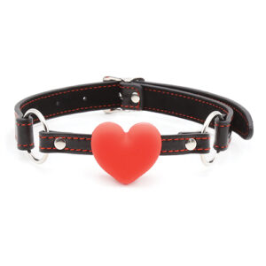 Plesur Heart Ball Gag w/Red Hearts - Black — Power Play Studio