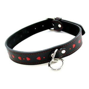Plesur PVC Collar w/Hearts - Black/Red — Power Play Studio