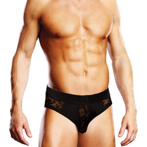 Prowler Lace Open Back Brief - Black